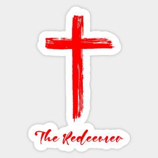 Jesus christ - the redeemer - red design with a cross symbol  | Christian Christianity designs. Sticker